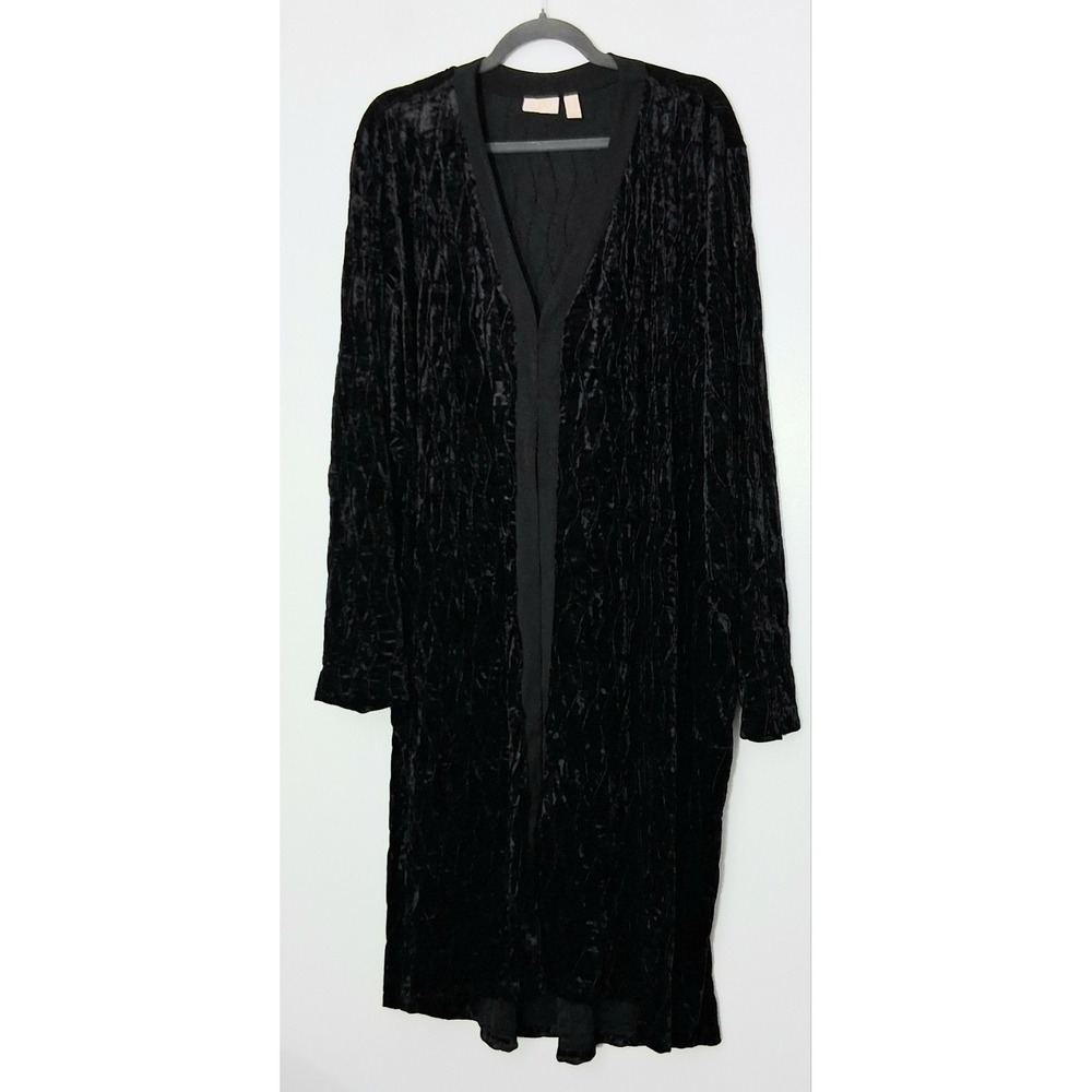 Logo Lavish Lori Goldstein Duster Cardigan Size 3X Black Textured Velvet  Preown